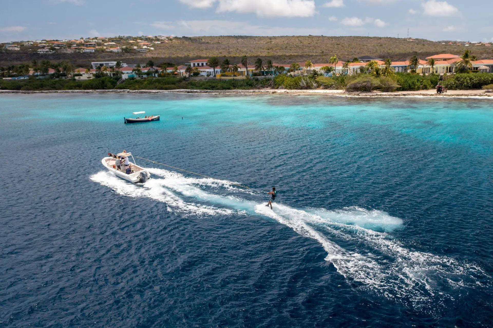 Betty Boop, Blue Bay Bonaire motorboat on the water