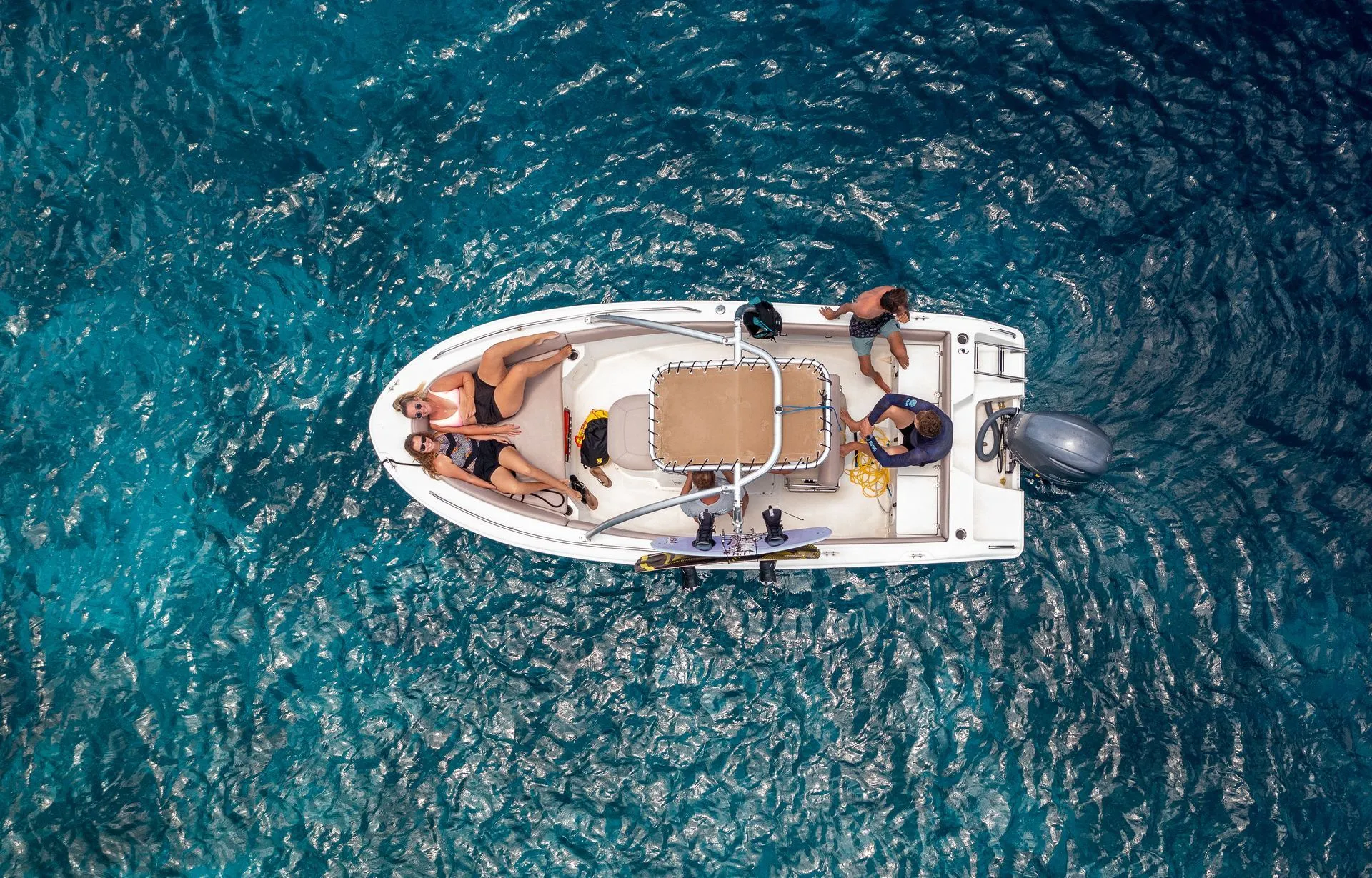 Betty Boop, Blue Bay Bonaire motorboat on the water