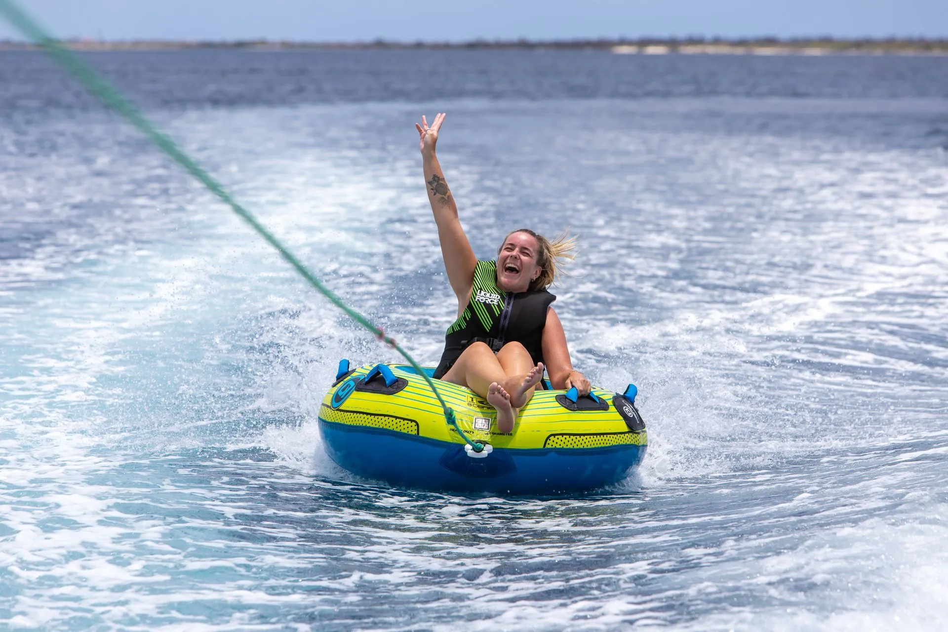 Betty Boop, Blue Bay Bonaire motorboat on the water