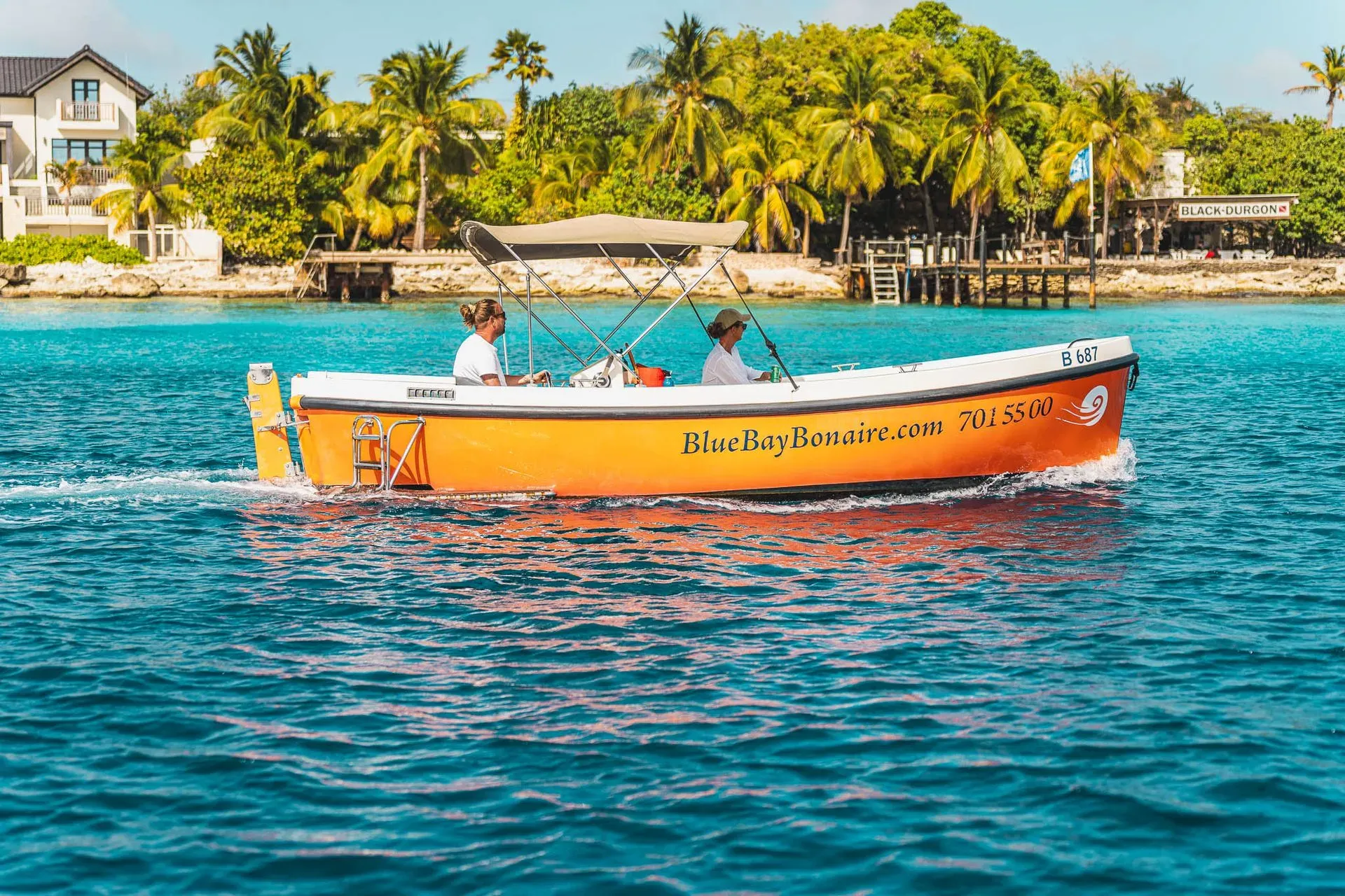 Orange Dutch sloep for six people