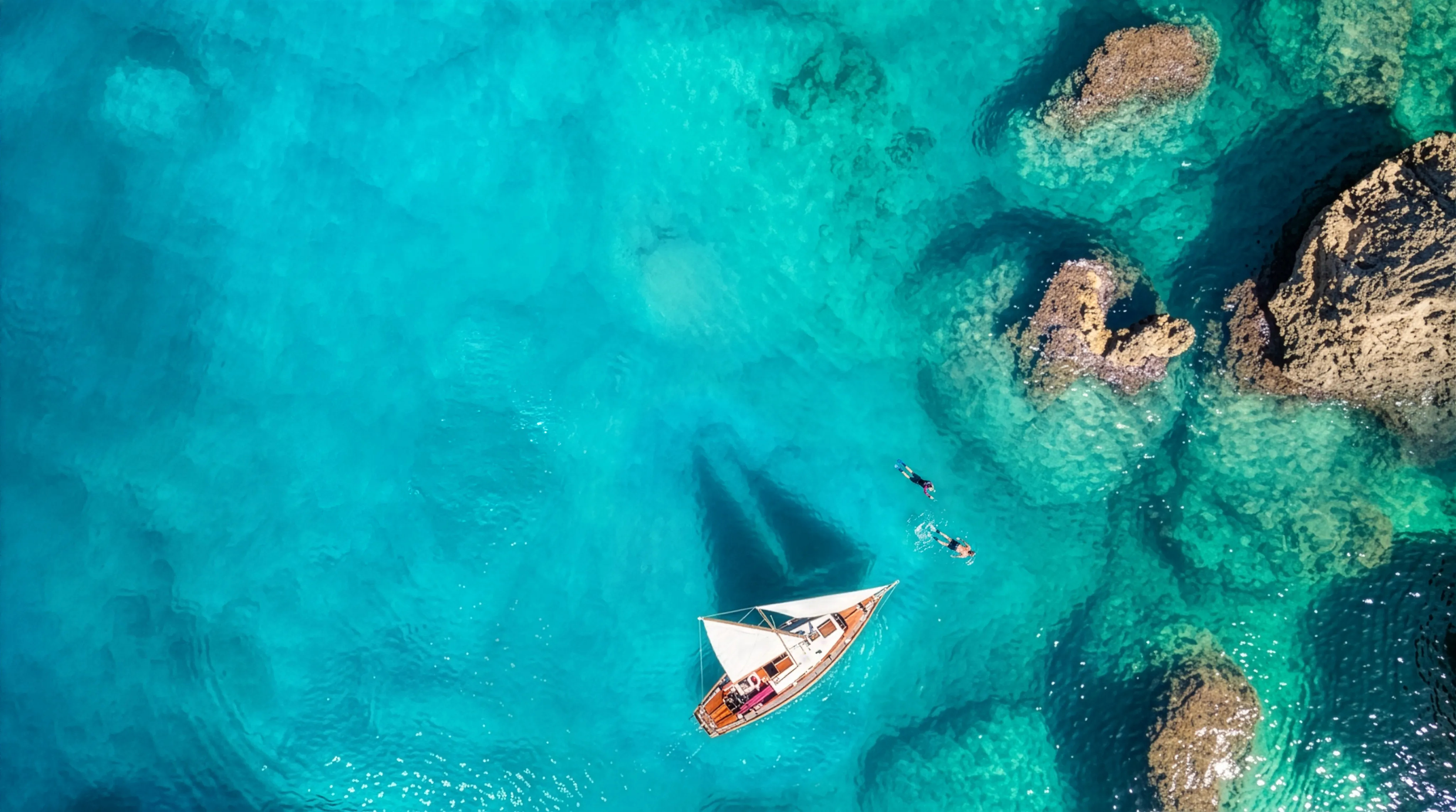 Snorkeler above the reef of Bonaire
