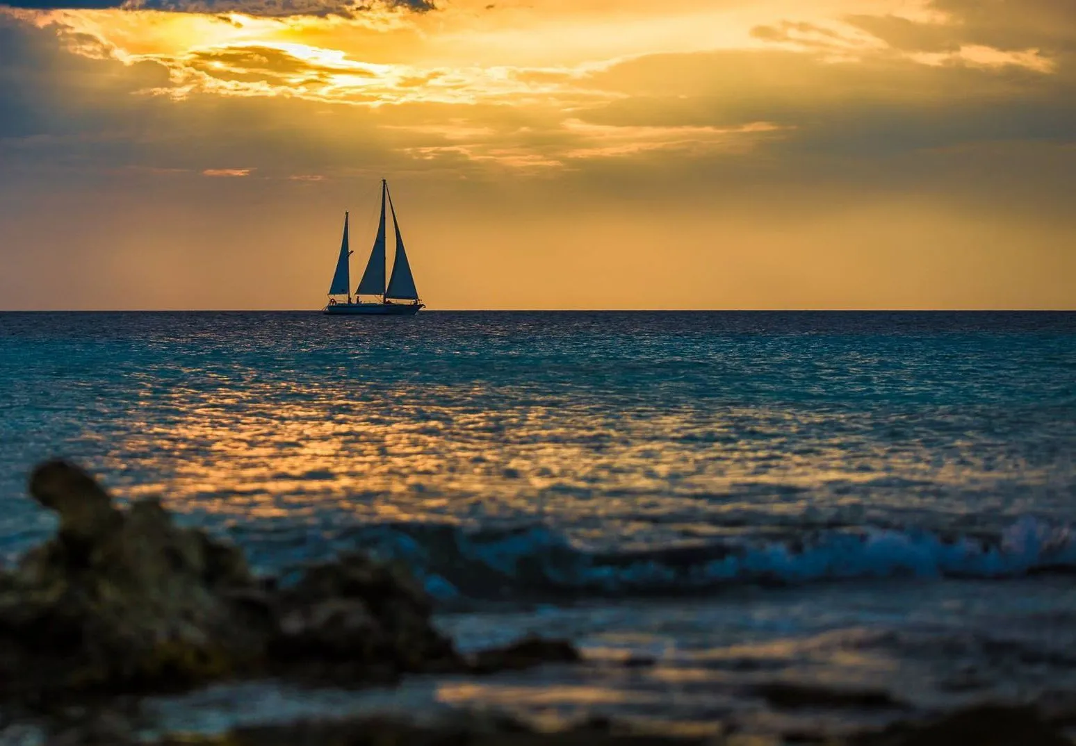 Sunset at sea off Bonaire